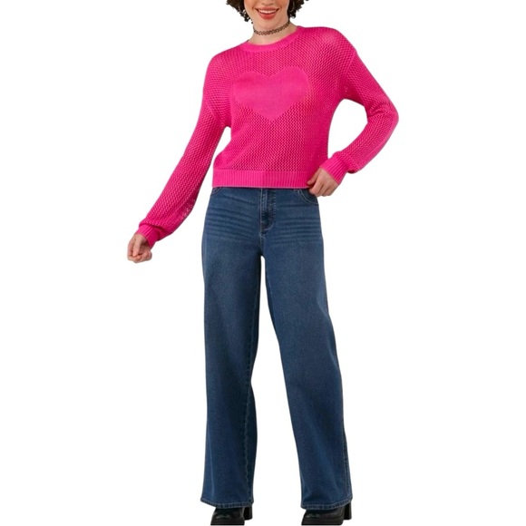 B flawless pink Heart Mesh Sweater - Picture 6 of 8